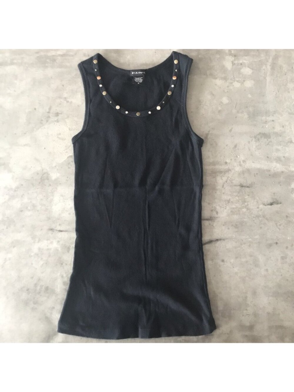 Vintage Y2K FANG Top Medium Studded Mcbling Cami Biker Indie Cowgirl Ribbed Tank